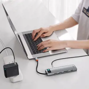 Hub 11in1 Baseus Metal Gleam Series, USB-C to 3x USB 3.0 + 2x HDMI + USB-C PD + Ethernet RJ45 + microSD|SD + VGA + AUX