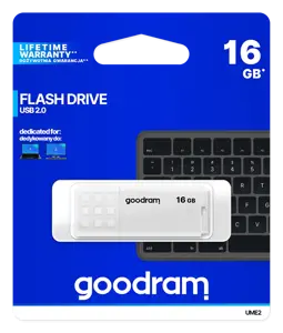 "Goodram UME2", 16 GB, A tipo USB, 2.0, 20 MB/s, dangtelis, baltos spalvos