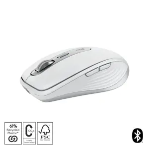 "Logitech MX Anywhere 3S", dešinioji ranka, lazerinis, RF belaidis + "Bluetooth", 8000 DPI, pilkas, baltas