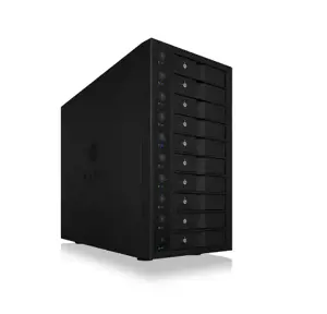 ICYBOX IB-3810-C31 išorinis 3,5 colių HDD korpusas su 10 lizdų SATA I/II/III USB 3.1 RAID juodas