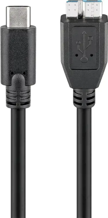 "Goobay" 67995 USB-C ir micro-B 3.0 kabelis Apvalus kabelis, itin spartus duomenų perdavimas - USB-C kabelis palaiko iki 5 Gb/s duomenų perdavimo spartą - 10 kartų spartesnę nei USB 2.0; greitojo įkrovimo funkcija - USB-C įkrovimo kabelis, skirtas itin sparčiai sinchronizuoti ir įkrauti iki 15 W galios USB-C įrenginius, 0,6 m, USB-C (vyriškas), micro-B 3.0, juodas