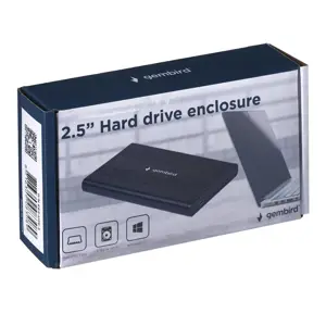 GEMBIRD EE2-U2S-5 HDD/SSD korpusas Gembird, skirtas 2,5 SATA - USB 2.0, aliuminis, juodas