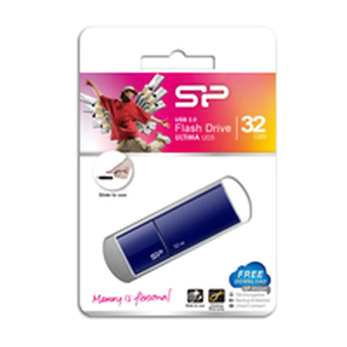 "Silicon Power Ultima U05", 32 GB, USB Type-A, 2.0, skaidrių, 9,2 g, mėlyna