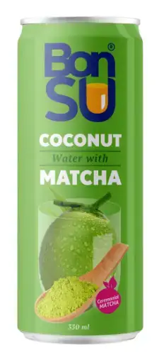Kokosų vanduo BONSU su matcha (100%), 0.33 l D
