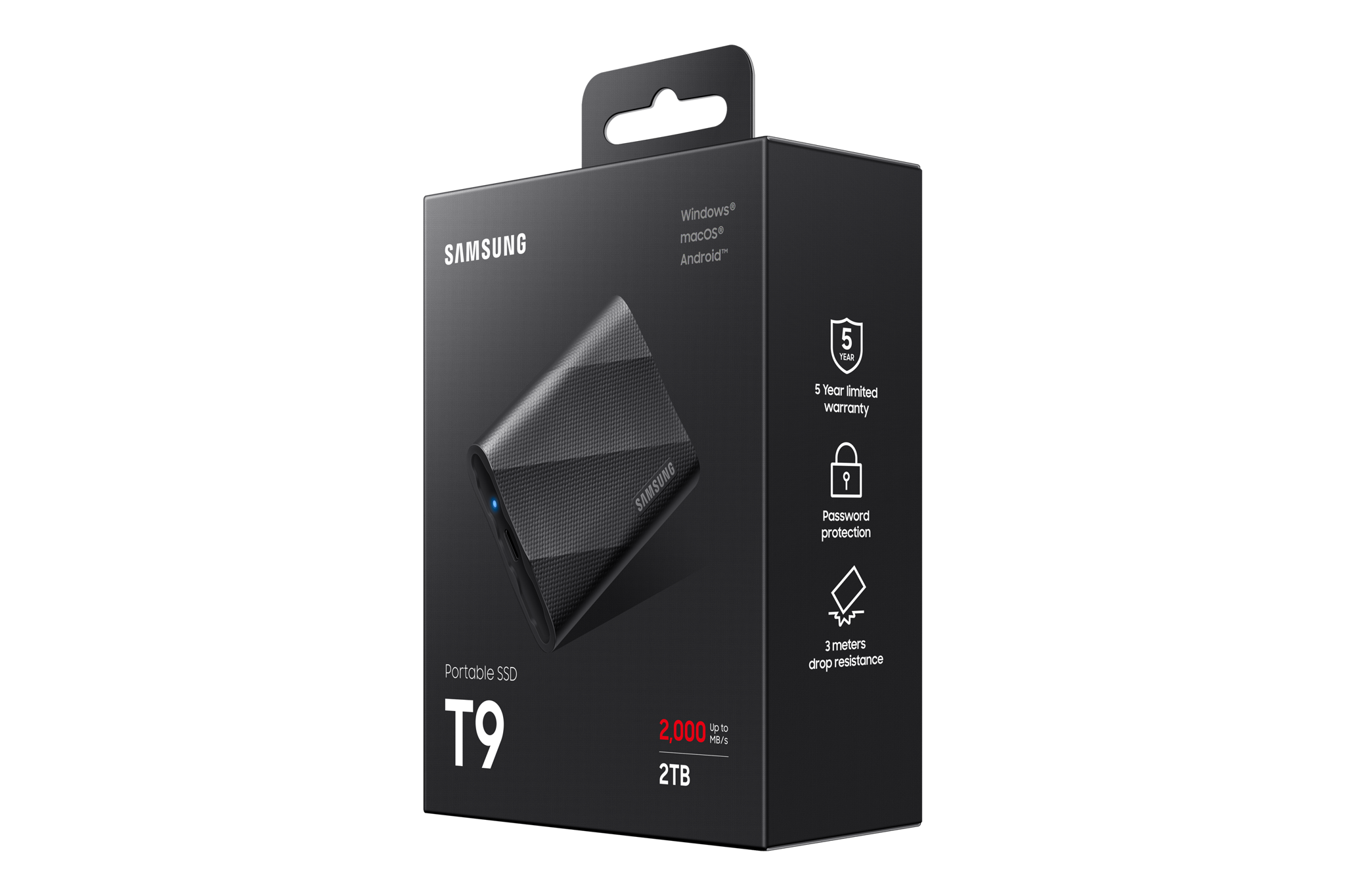 "Samsung" MU-PG2T0B, 2 TB, C tipo USB, 3.2 Gen 2 (3.1 Gen 2), 2000 MB/s, juoda