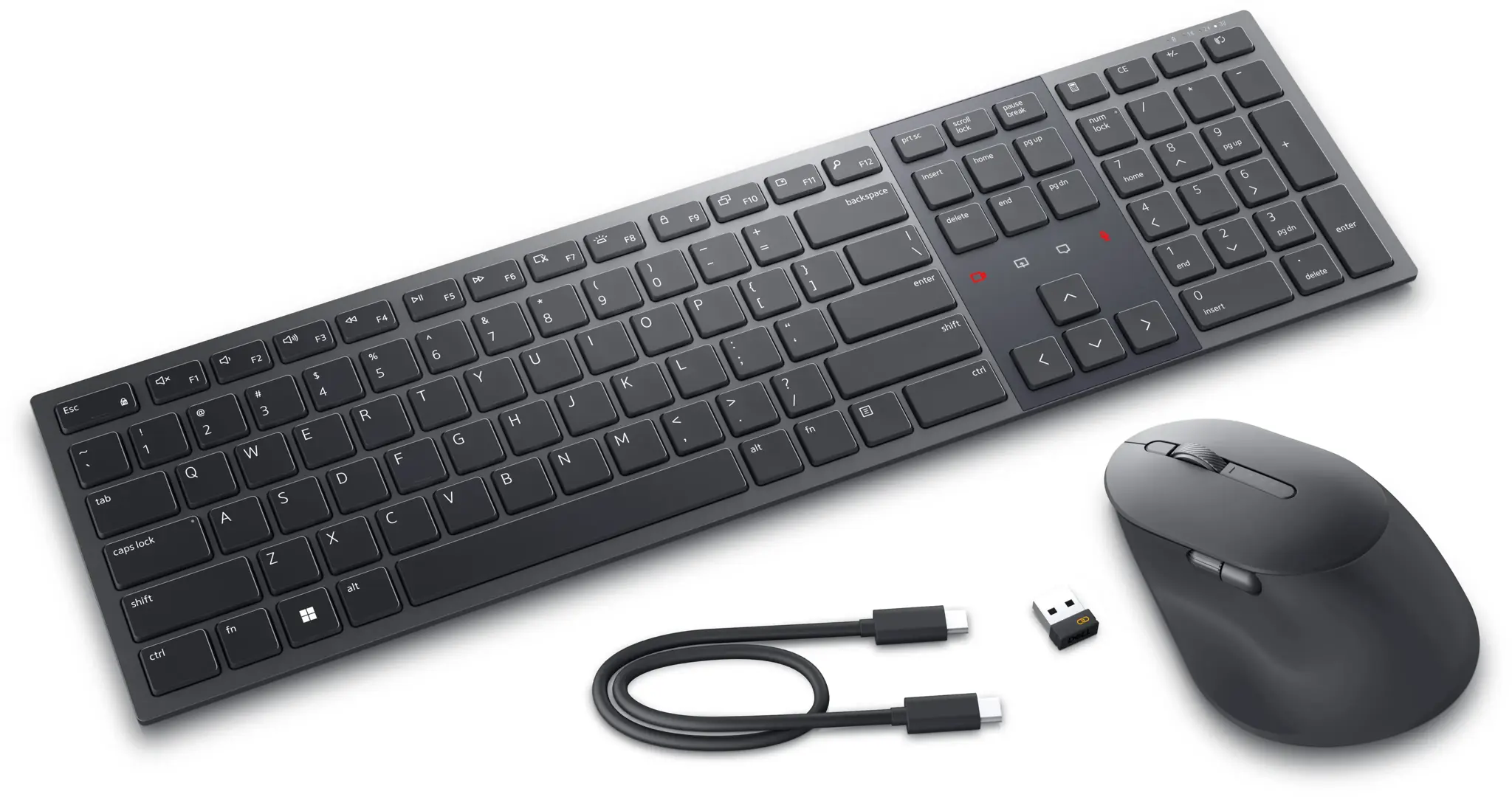 DELL KM900, Wireless, RF Wireless + Bluetooth, Scissor key switch, QWERTY, Graphite, Mouse included