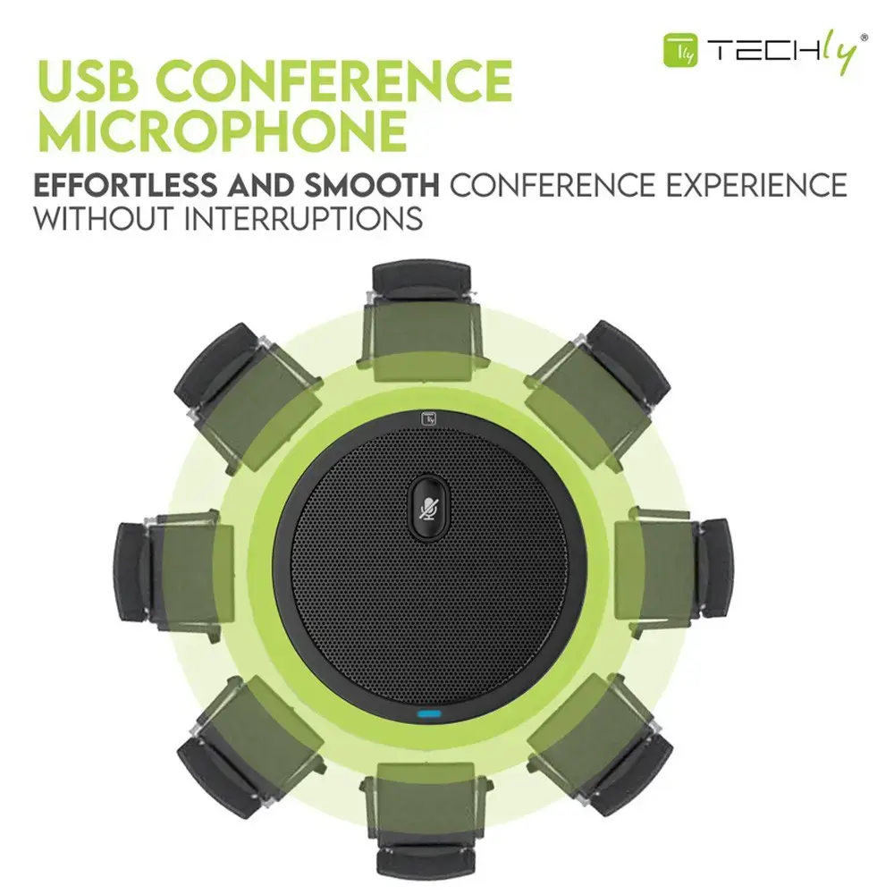 TECHLY Daugiakryptis USB konferencijų mikrofonas su nutildymo mygtuku