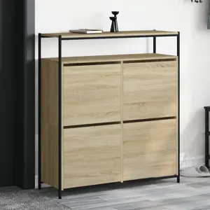 Batų spintelė su 4 atverčiamais stalčiais, ąžuolo, 100x34x112cm