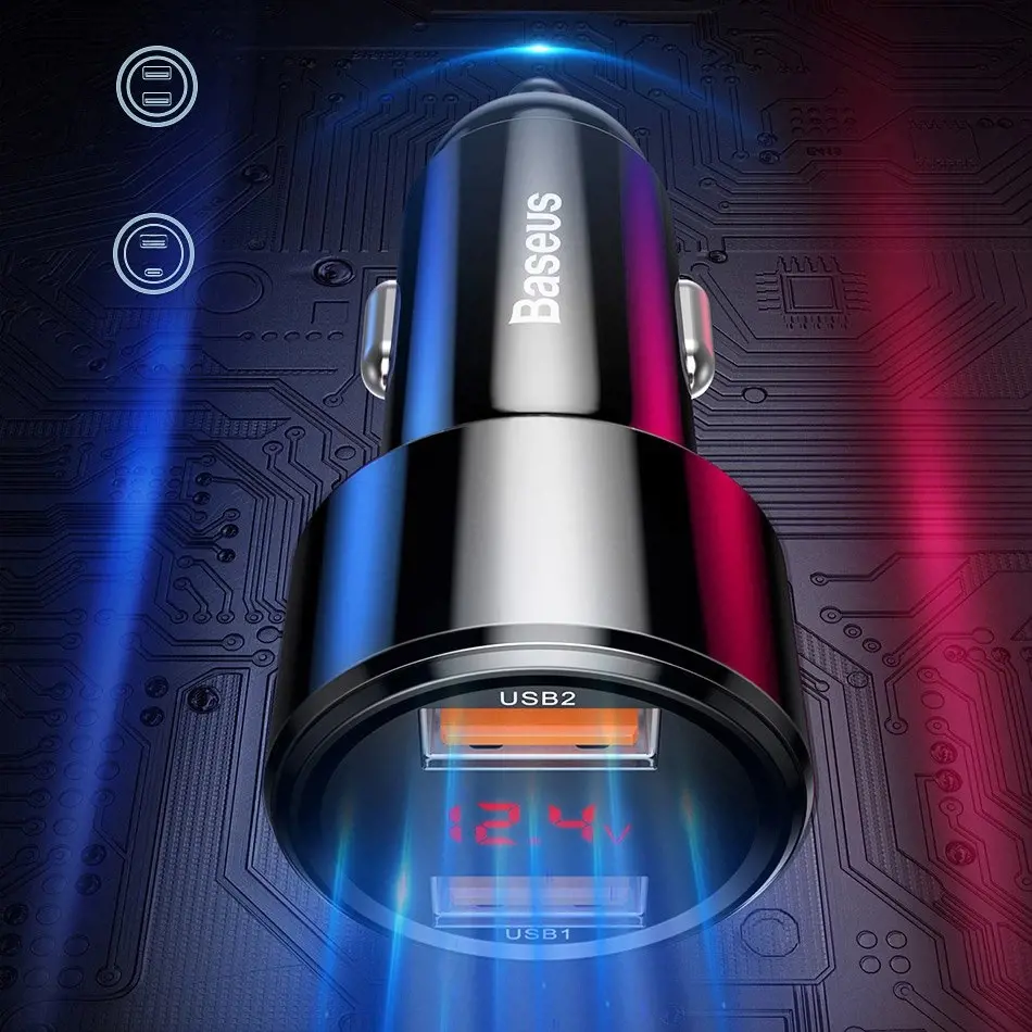 Baseus Magic Series Įkroviklis su skaitmeniniu ekranu 2x USB QC3.0 45W 6A juoda (CCMLC20A-01)