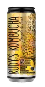 Gaivusis arbatos gėrimas RUDY'S Kombucha, ananasų ir persikų skonio, 0,33 l, skardinė