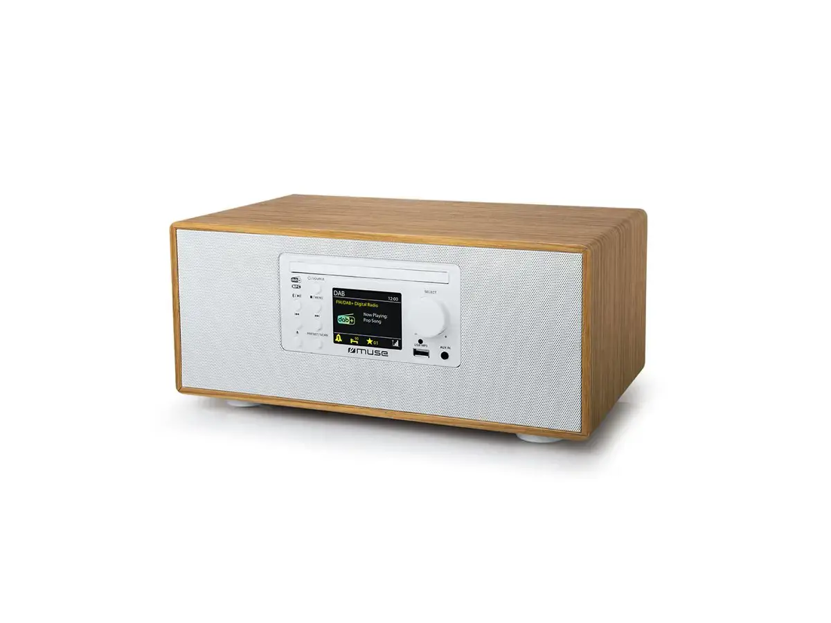 "Muse CD Micro System" su "Bluetooth", FM/DAB+ radiju ir USB jungtimi .M-695DBTW 60 W, "Bluetooth", CD grotuvas, AUX įvestis