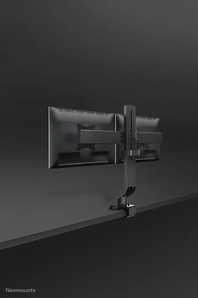 "Neomounts by Newstar" monitoriaus laikiklis ant stalo, tvirtinimas per stalą, 7 kg, 25,4 cm (10"), 68,6 cm (27"), 100 x 100 mm, juodas