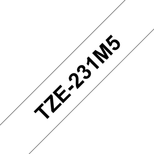 Brother TZE-231M5, juoda ant balto, juoda, balta, Brother, 1,2 cm, 8 m, 5 vnt.