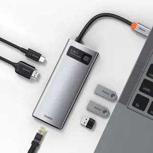 Baseus Metal Gleam 6in1 multifunctional HUB USB Type C - USB Type C Power Delivery 100 W | HDMI 4K 30 Hz | 3x USB 3.2 Gen 1 | RJ45 1 Gbps (CAHUB-CW0G)