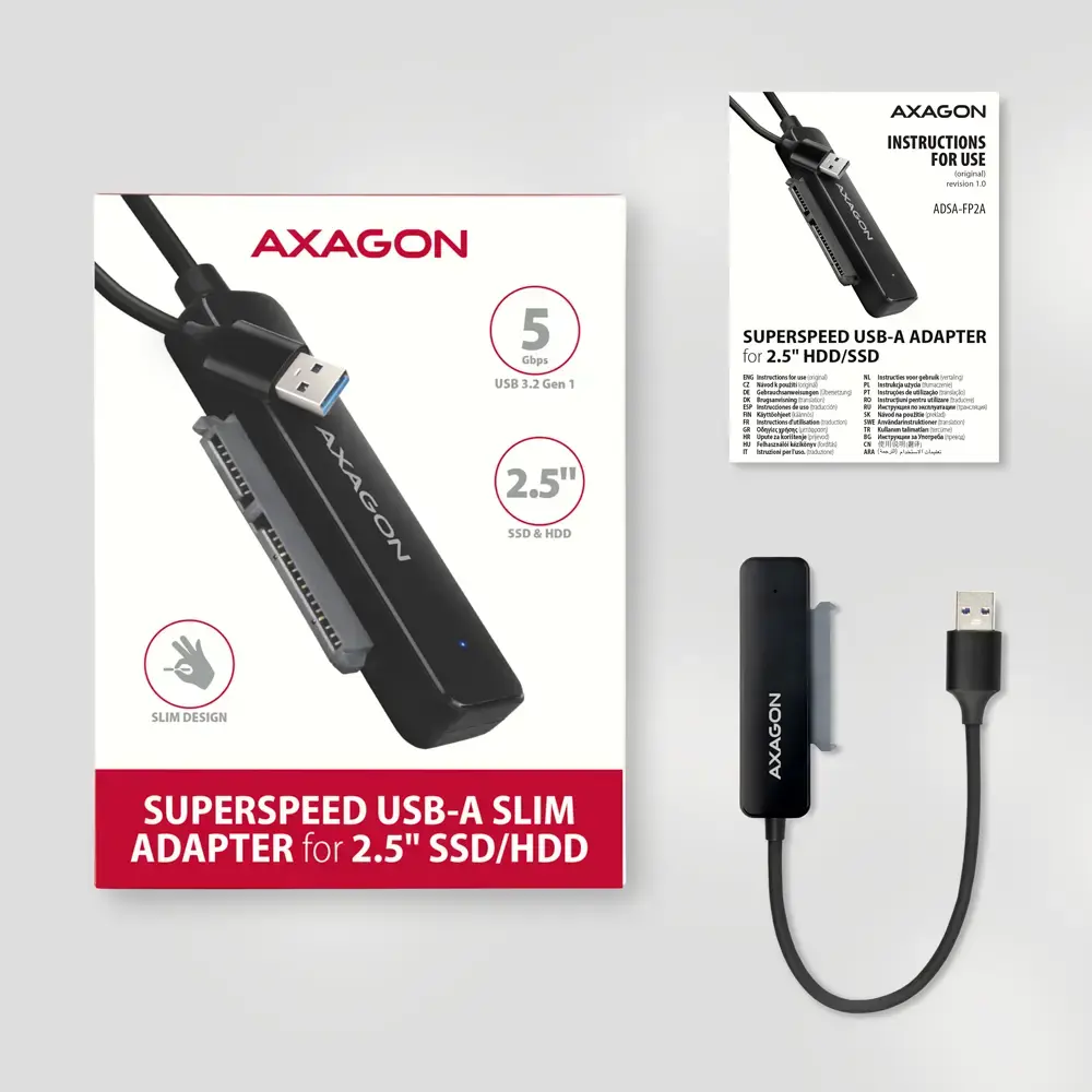 AXAGON ADSA-FP2A USB3.2 Gen1 - SATA 6G 2.5" HDD/SSD FASTPort2 Adapter