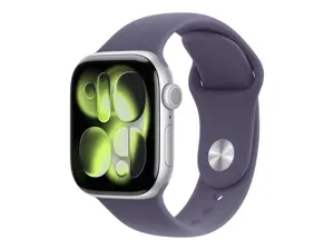 Apple Watch Series 11 GPS 42mm Silver Aluminium Case with Purple Fog Sport Band - S/M | Apple