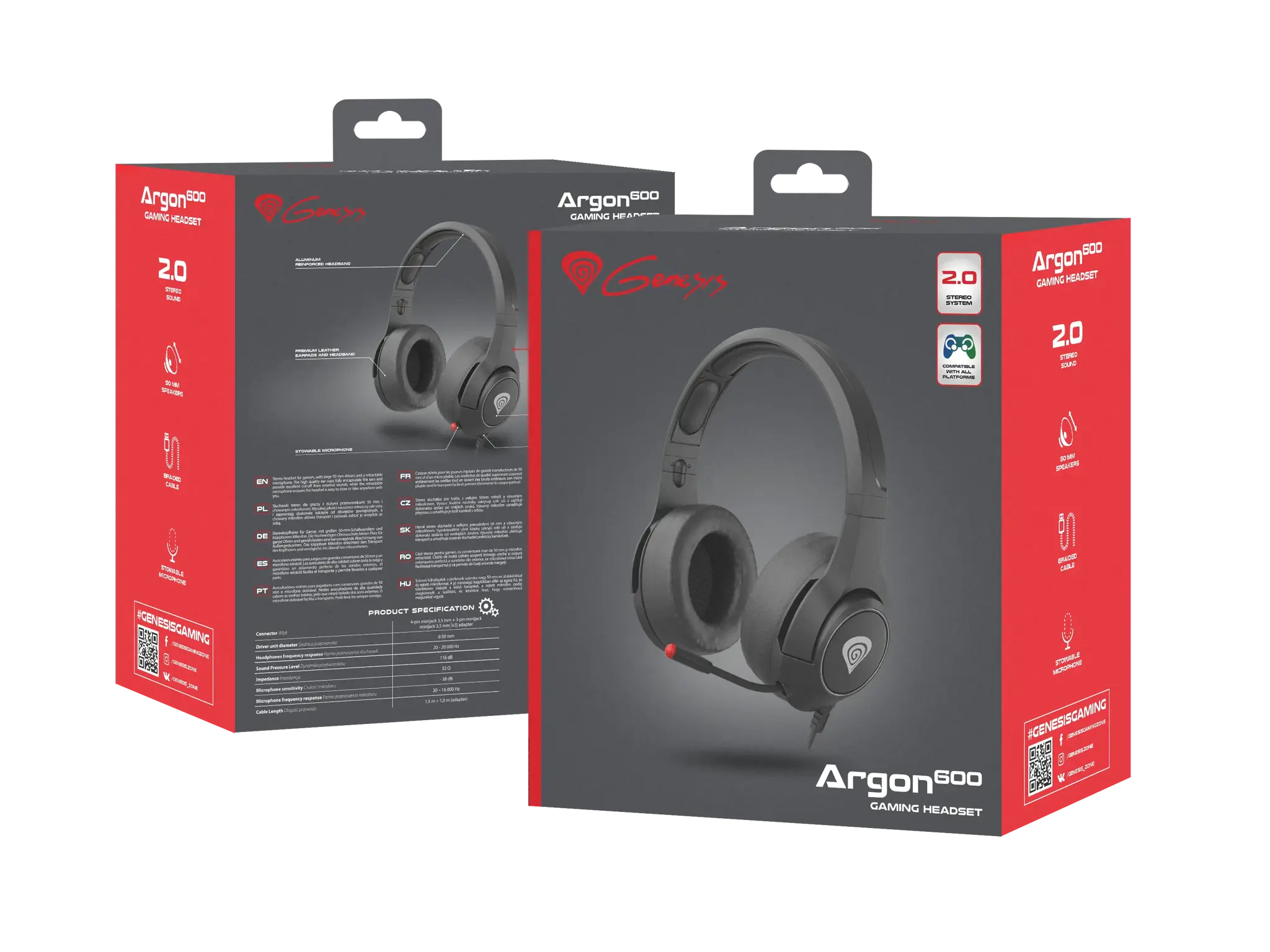 "NATEC Genesis" žaidimų ausinės "Argon 600" adapteris juodos spalvos