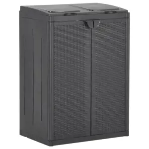 Šiukšliadėžė su 2 durelėmis, juodos spalvos, 65x45x88cm, PP