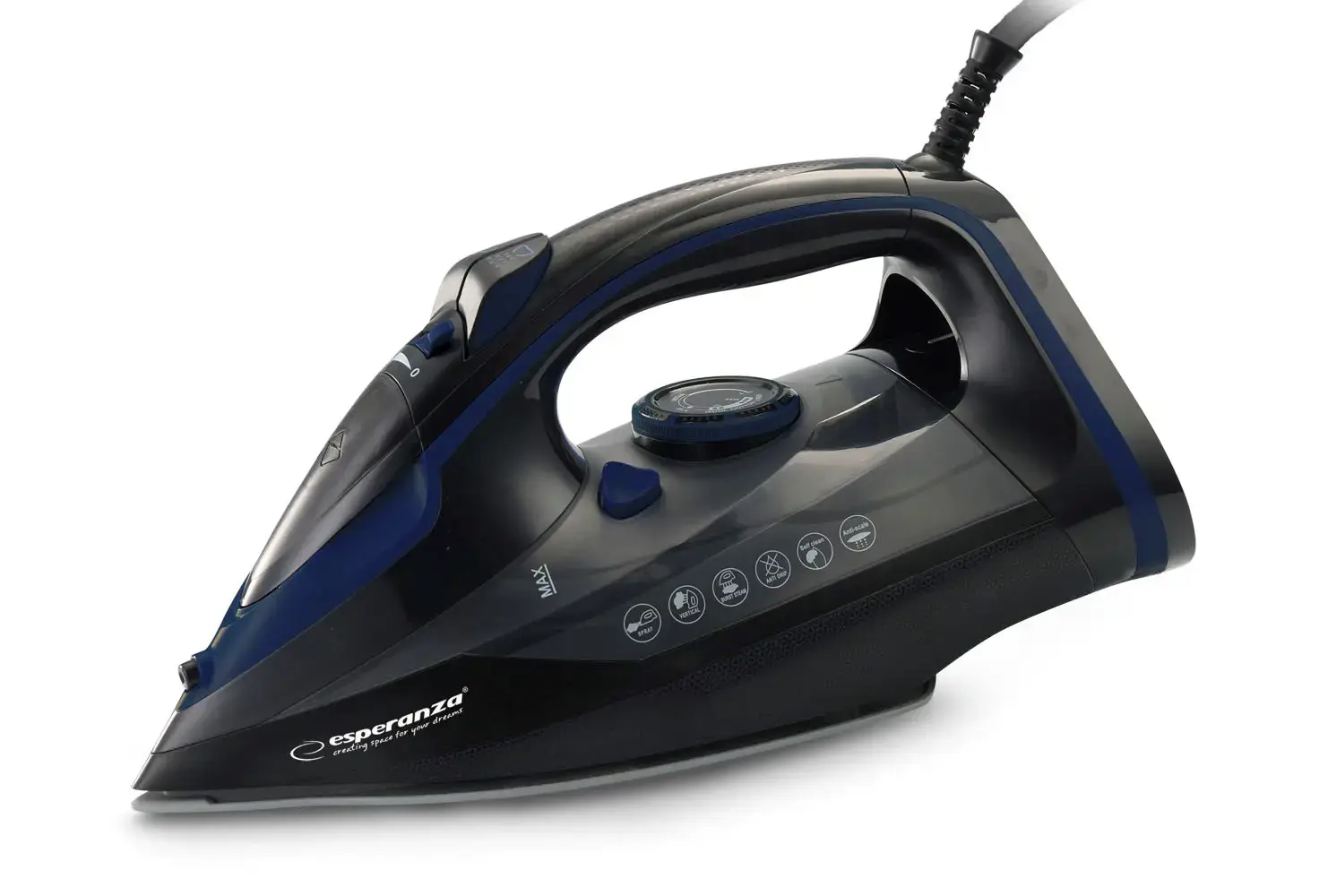 Esperanza EHI012  Steam iron, ceramic soleplate, black, 2600W