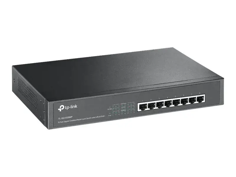 TP-Link TL-SG1008MP, nevaldomas, Gigabit Ethernet (10/100/1000), maitinimas per Ethernet (PoE), montuojamas į stovą, 1U