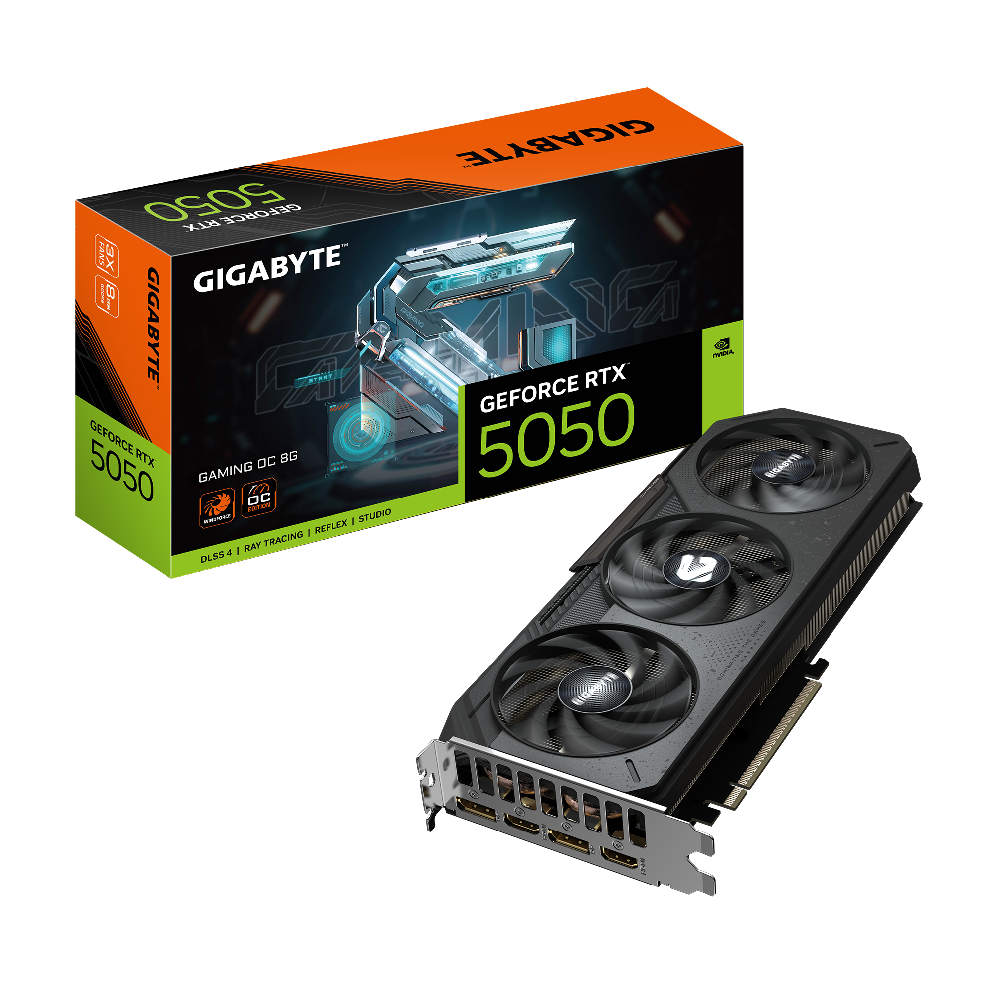 Vaizdo plokštė GIGABYTE GeForce RTX 5050 8 GB, GDDR6, GV-N5050GAMING OC-8GD 1.0