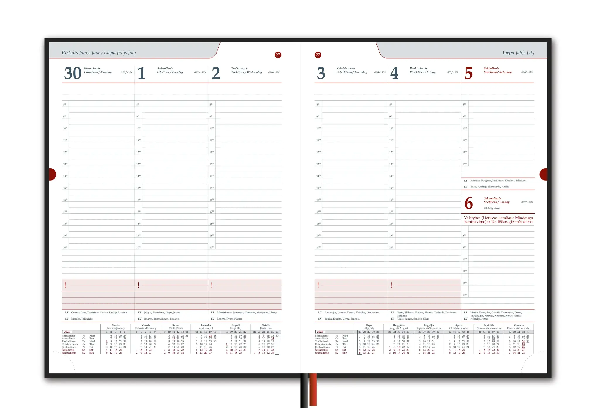 Kalendorius STANDARD 2026, PVC, A4, juoda (Baltic)
