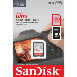 "SanDisk Ultra" 128GB SDXC atminties kortelė 140MB/s; EAN:619659200190