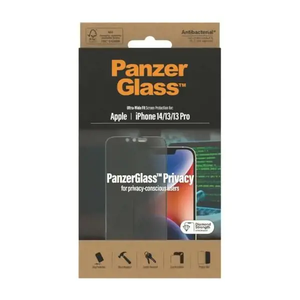 PanzerGlass Ultra-Wide Fit Privacy tempered glass for iPhone 14 | 13 | 13 Pro 6,1"