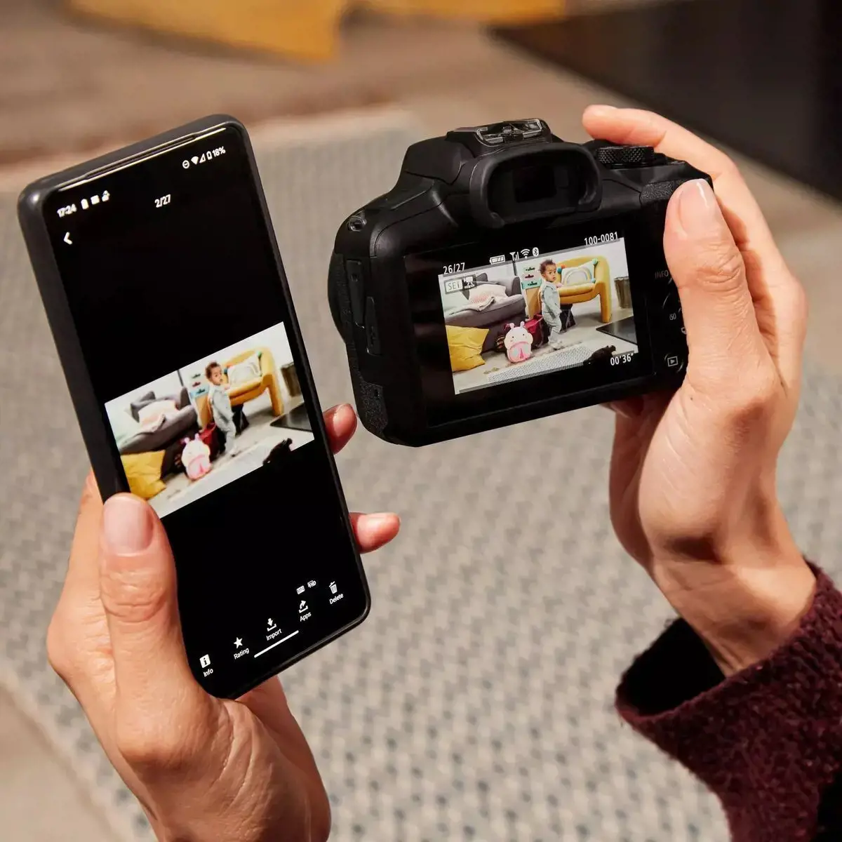 "Canon EOS R100 + RF-S 18-45mm F4.5-6.3 IS STM + RF-S 55-200mm F5-7.1 IS STM rinkinys, 24,1 MP, 6000 x 4000 taškų, CMOS, 4K Ultra HD, 309 g, juoda