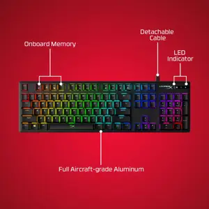 "HP HyperX Alloy Origins", pilno dydžio (100%), USB, mechaninis, QWERTY, RGB LED, juodas