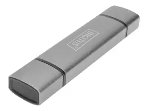 DIGITUS DA-70886 Kombinuoto kortelių skaitytuvo koncentratorius USB-C+USB 3.0 1x SD 1x MicroSD 1x USB 3.0 pilkos spalvos