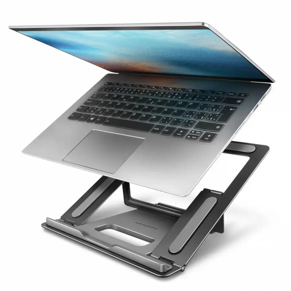 "Axagon STND-L NOTEBOOK STANDAlumininis stovas 10-16 colių nešiojamiesiems kompiuteriams. Keturios reguliuojamos padėtys.