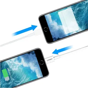 Ugreen kabelis USB 2.0 A lightning 2 m, 5V/2.4A iPhone 7 / 7plus / 6S / 6 / 6 Plus, iPhone 5s/5c/5, iPad Mini/Mini 2, iPad, 1 m, Lightning, USB A, vyriškas, vyriškas, baltas