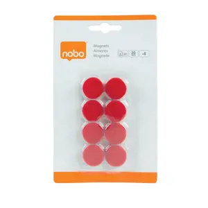 Magnetai Nobo, 20 mm, 8 vnt., raudona sp.