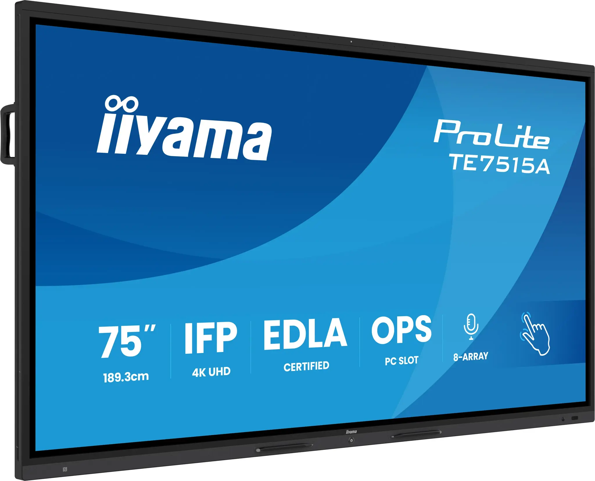 iiyama TE7515A-B1AG, Interactive flat panel, 190.5 cm (75"), 3840 x 2160 pixels, Wi-Fi