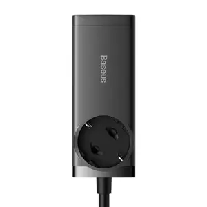 "Baseus GaN3 Pro" sieninis įkroviklis / maitinimo juosta 2xUSB + 2xUSB-C + AC, 100 W (juoda)