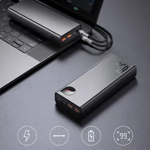 "Baseus Adaman Metal Powerbank" 20000mAh PD QC 3.0 65W 2xUSB + USB-C + micro USB (juodas)