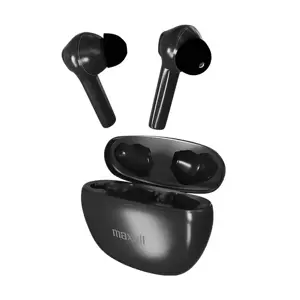 "Maxell Dynamic+" belaidės ausinės su įkrovimo dėklu "Bluetooth", juodos spalvos