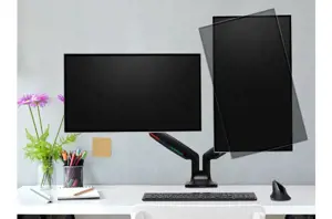 "Kensington SmartFit®" vienu prisilietimu reguliuojamo aukščio dviguba monitoriaus atrama, spaustukas, 9 kg, 33 cm (13"), 86,4 cm (34"), 100 x 100 mm, juoda