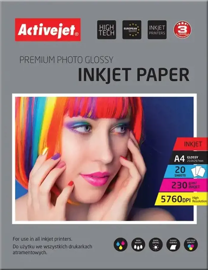 Blizgus Fotopopierius Activejet, A4, 230 g/m², 20 psl.
