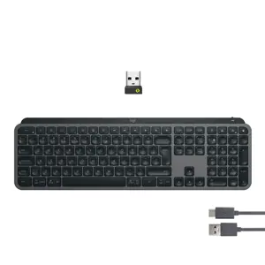 "Logitech MX Keys S", pilno dydžio (100 %), RF belaidis + "Bluetooth", žirklinis klavišų jungiklis, QWERTY, šviesos diodas, grafito spalvos