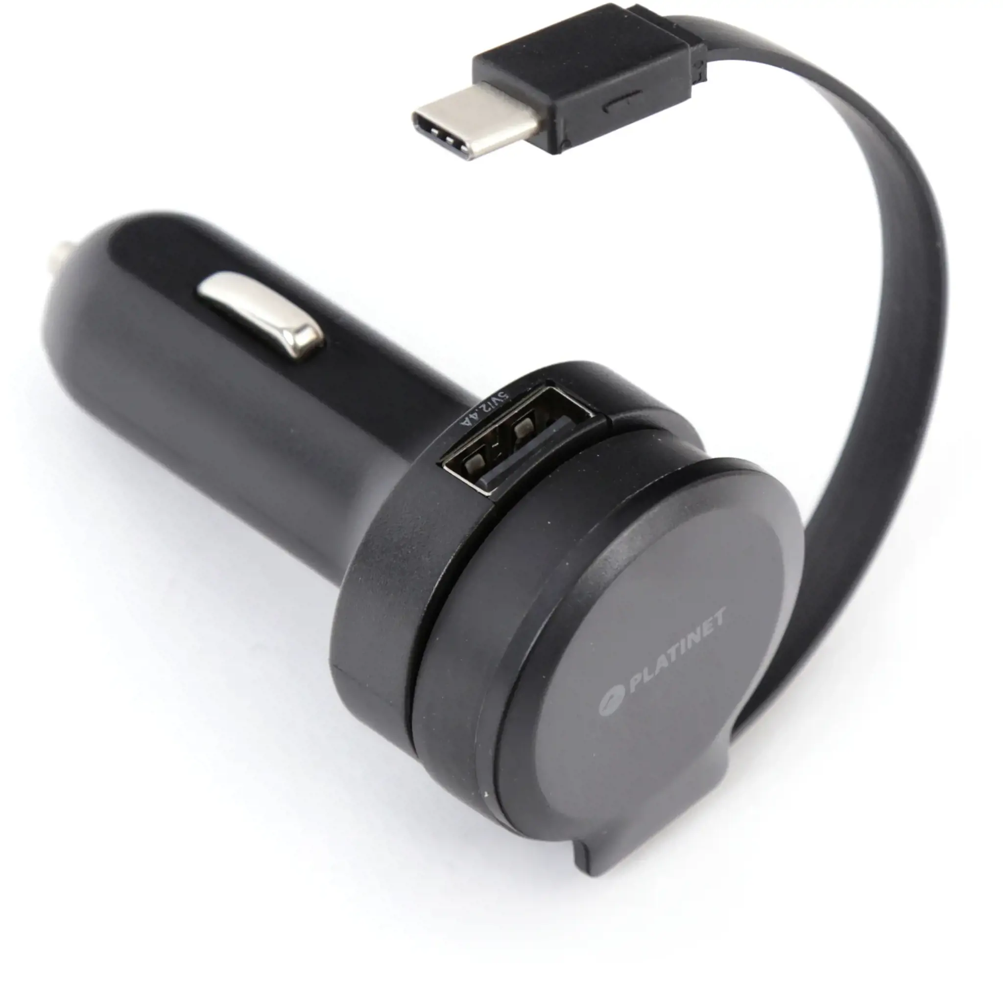 Platinet automobilinis įkroviklis 1xUSB 2,4A + USB-C laidas (44652)