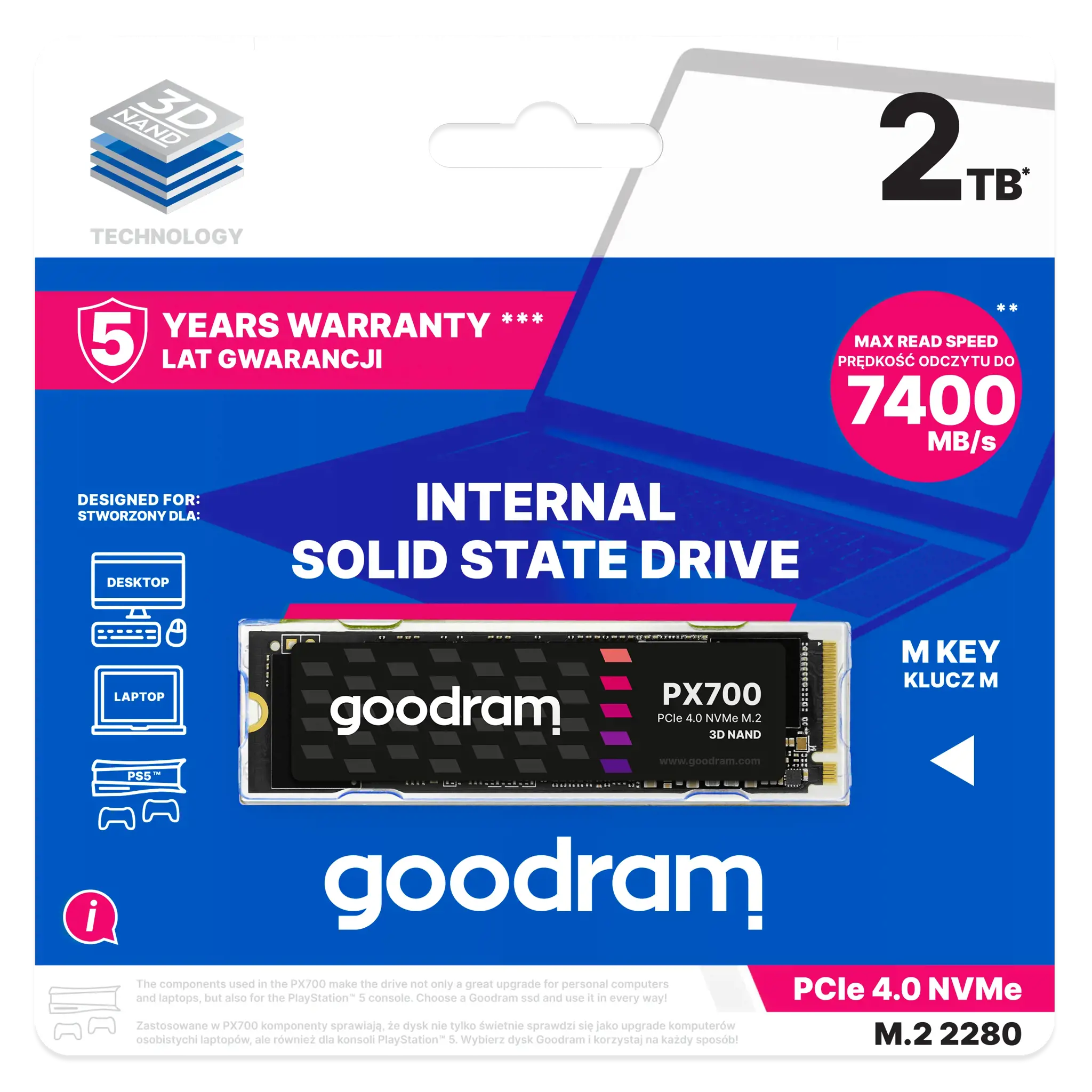 SSD diskas GOODRAM SSDPR-PX700-02T-80 2 TB, M.2, PCI Express 4.0