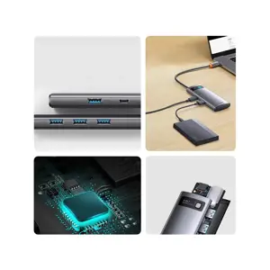 Hub 4in1 Baseus Metal Gleam Series, USB-C to 4x USB 3.0