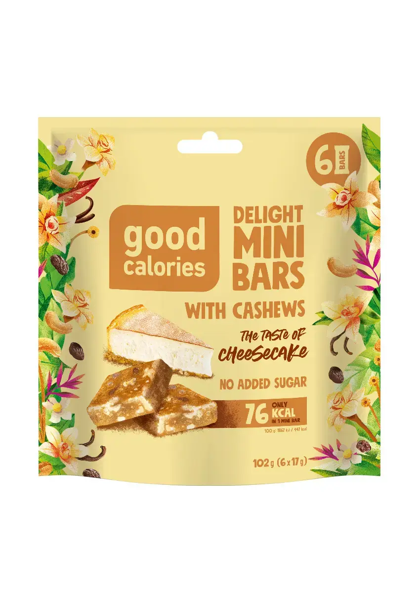 Mini riešutų batonėliai GOOD CALORIES sūrio pyrago skonio, 102 g