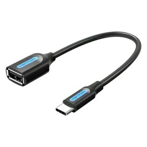"Vention" USB 2.0 C vyriškos ir A moteriškos lyties OTG kabelis 0.15M Juodas PVC tipas, 0.15 m, USB…