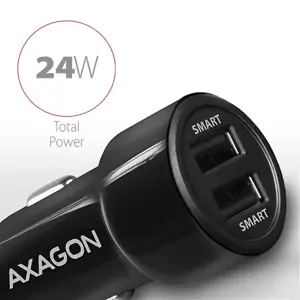 AXAGON PWC-5V5 automobilinis įkroviklis Smart 5V 2,4A + 2,4A, 24W, juodas