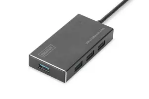 DIGITUS USB 3.0 šakotuvas 4 prievadai su 5V/2A maitinimo šaltiniu Aliuminio korpusas