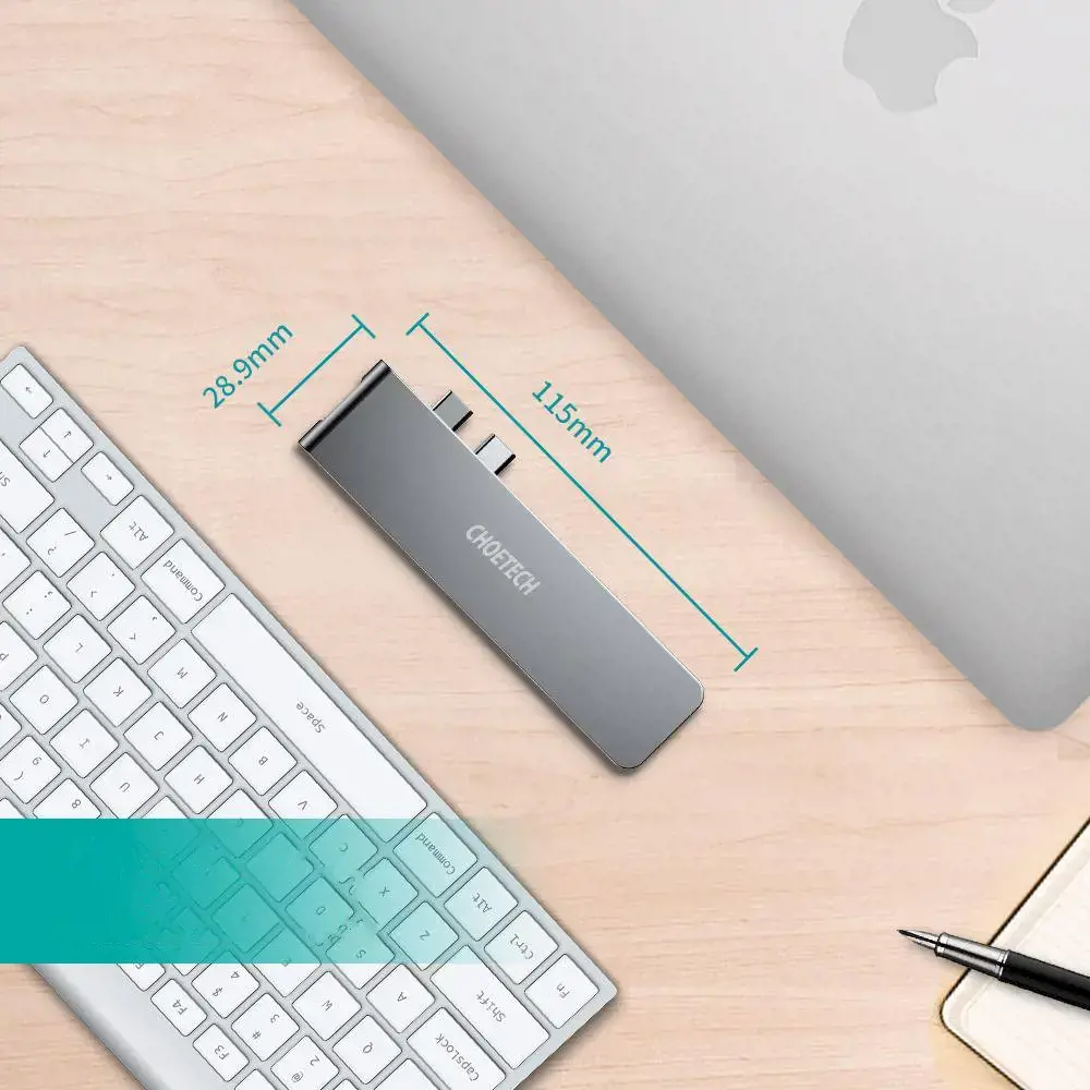 Choetech multifunctional docking station HUB for Apple MacBook Pro USB Typ C 7in2 100W Thunderbolt 3 gray (HUB-M14)