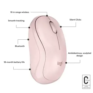 "Logitech M240", dvipusis, "Bluetooth", rožinis